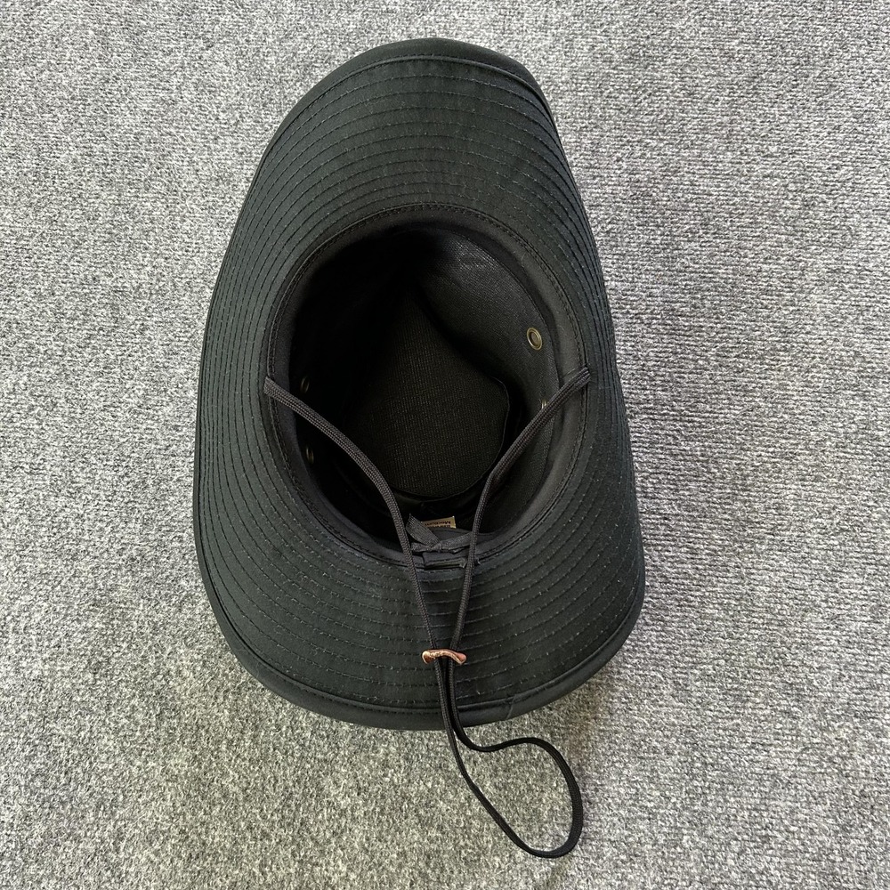 Boonie Hat‎ Mens Medium Black Wide Brim Adjustable Chin Strap Outdoor USA Made - Picture 9 of 11